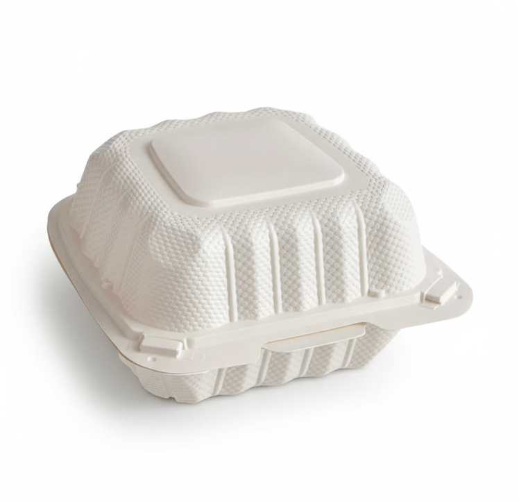 Mineral Filled Clamshell Hinged Container 6" x 6" 1 Compartment