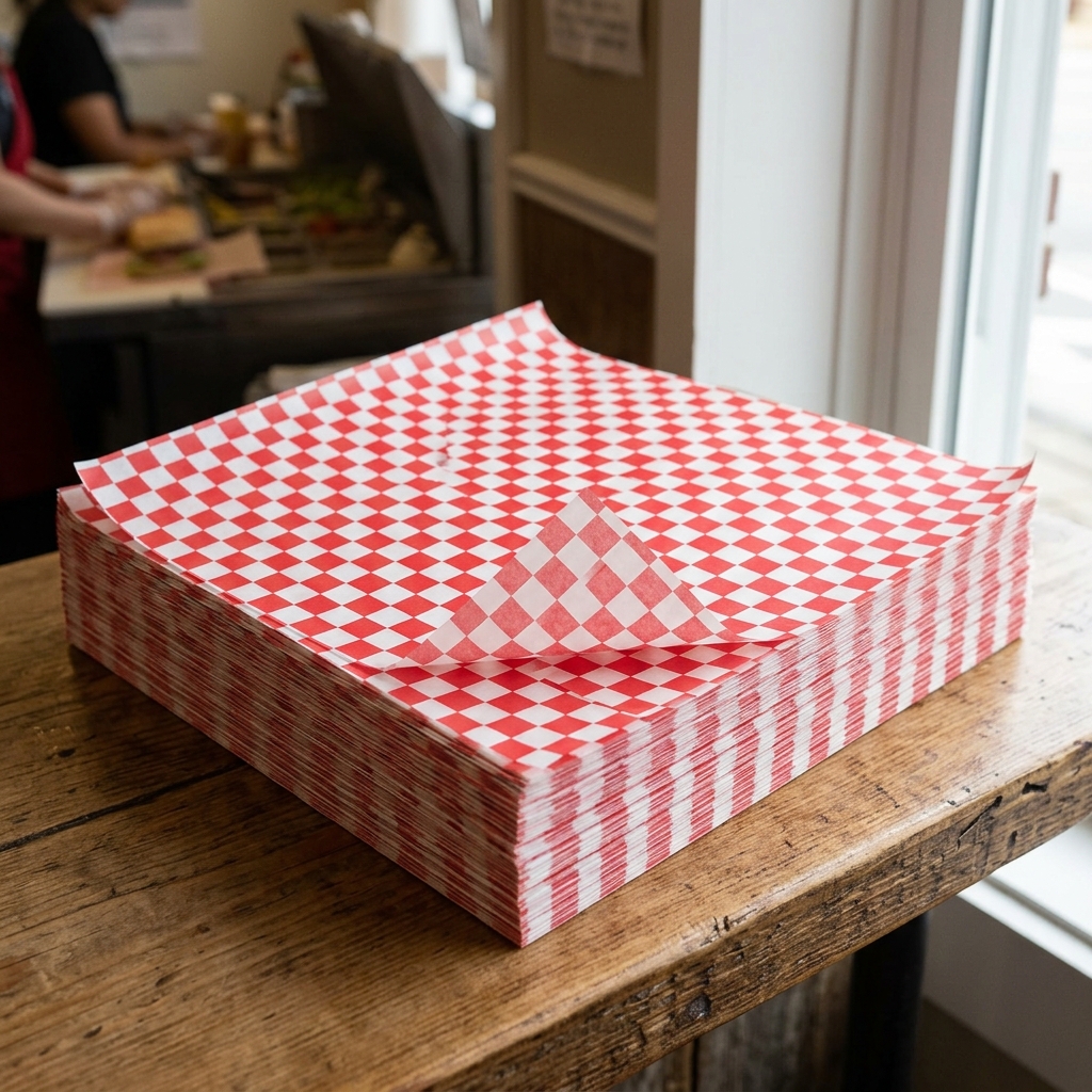 12" x 12" Deli Wrap / Paper Liner Sheets_Red Check