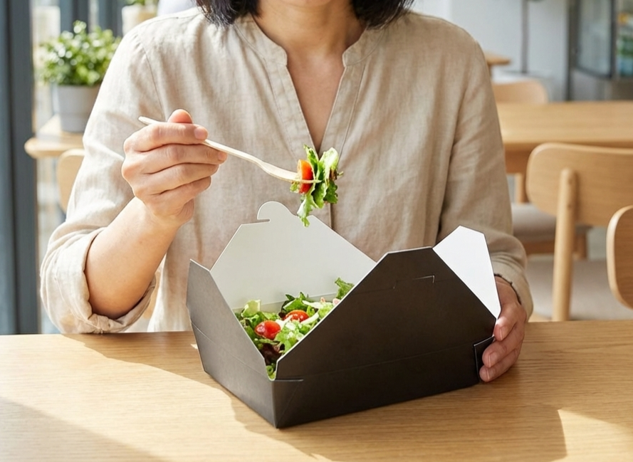 #2 Black Folded Paper Take-Out Container