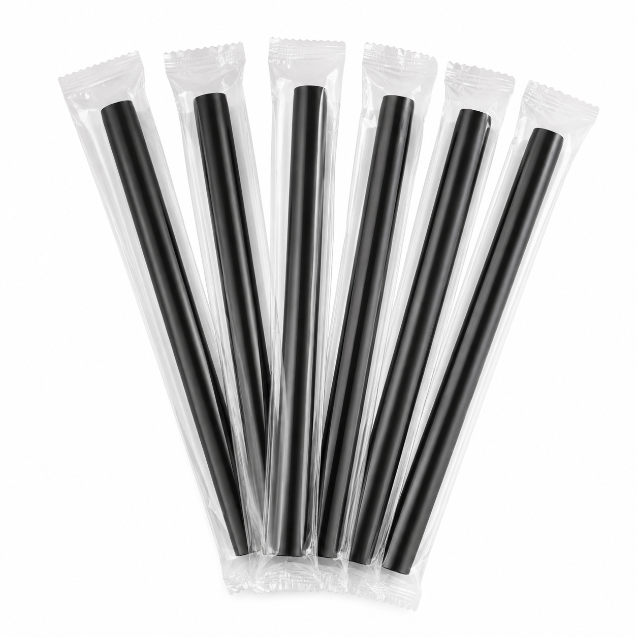 8" Black Boba Straw Wrapped