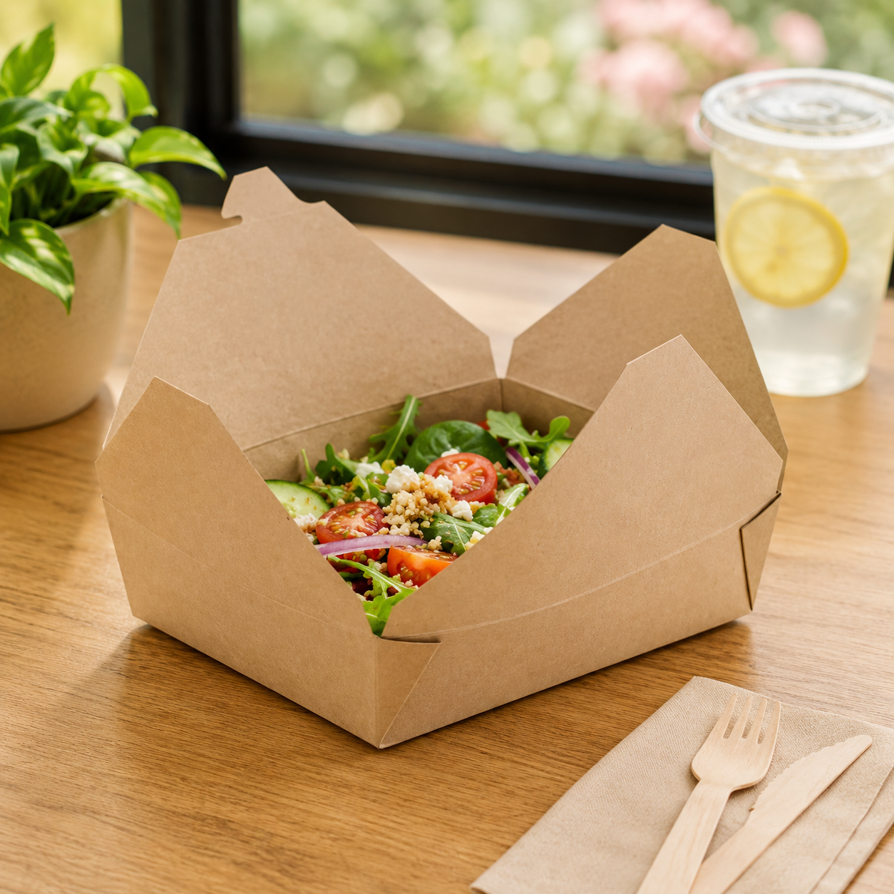 #2 Kraft Folded Paper Take-Out Container