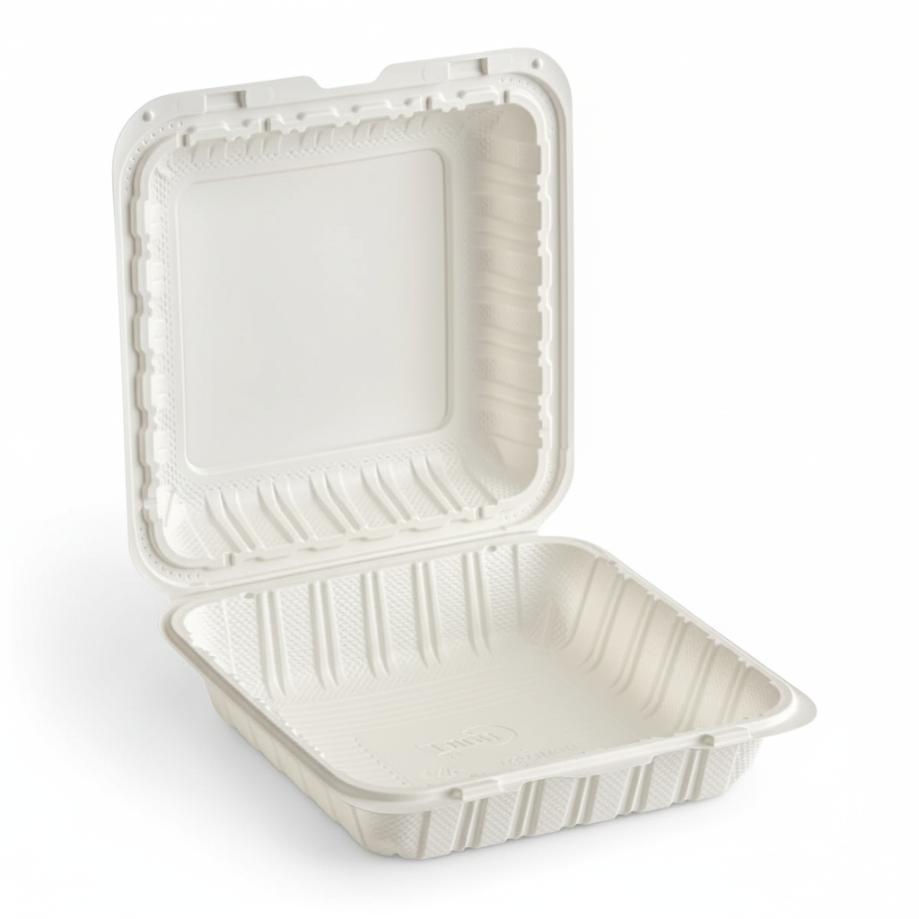 Mineral Filled Clamshell Hinged Container 9" x 9" 1 Compartment