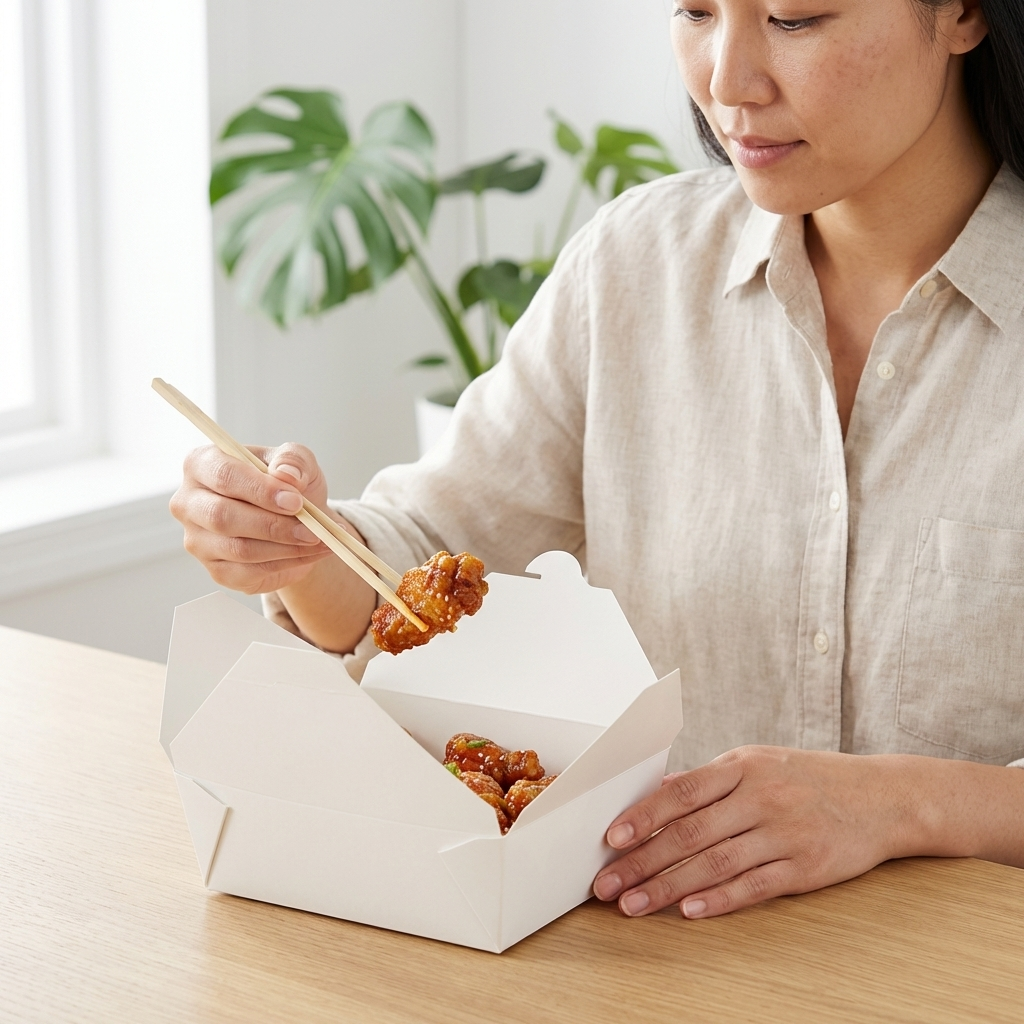 #3 White Folded Paper Take-Out Container