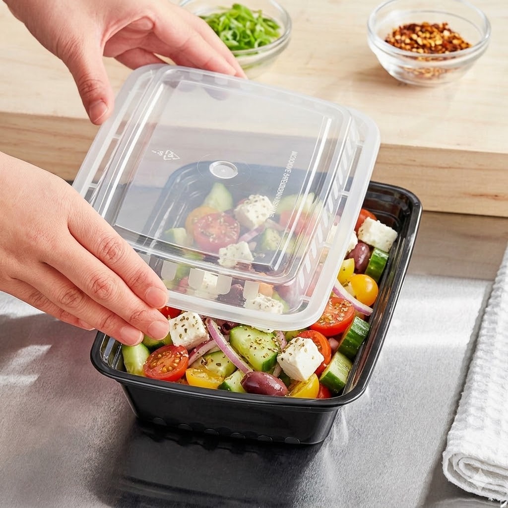 28oz Shallow Black Rectangle Containers