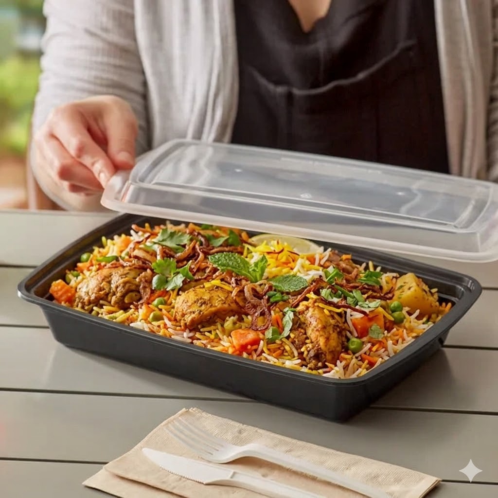 58oz Black Rectangle Containers