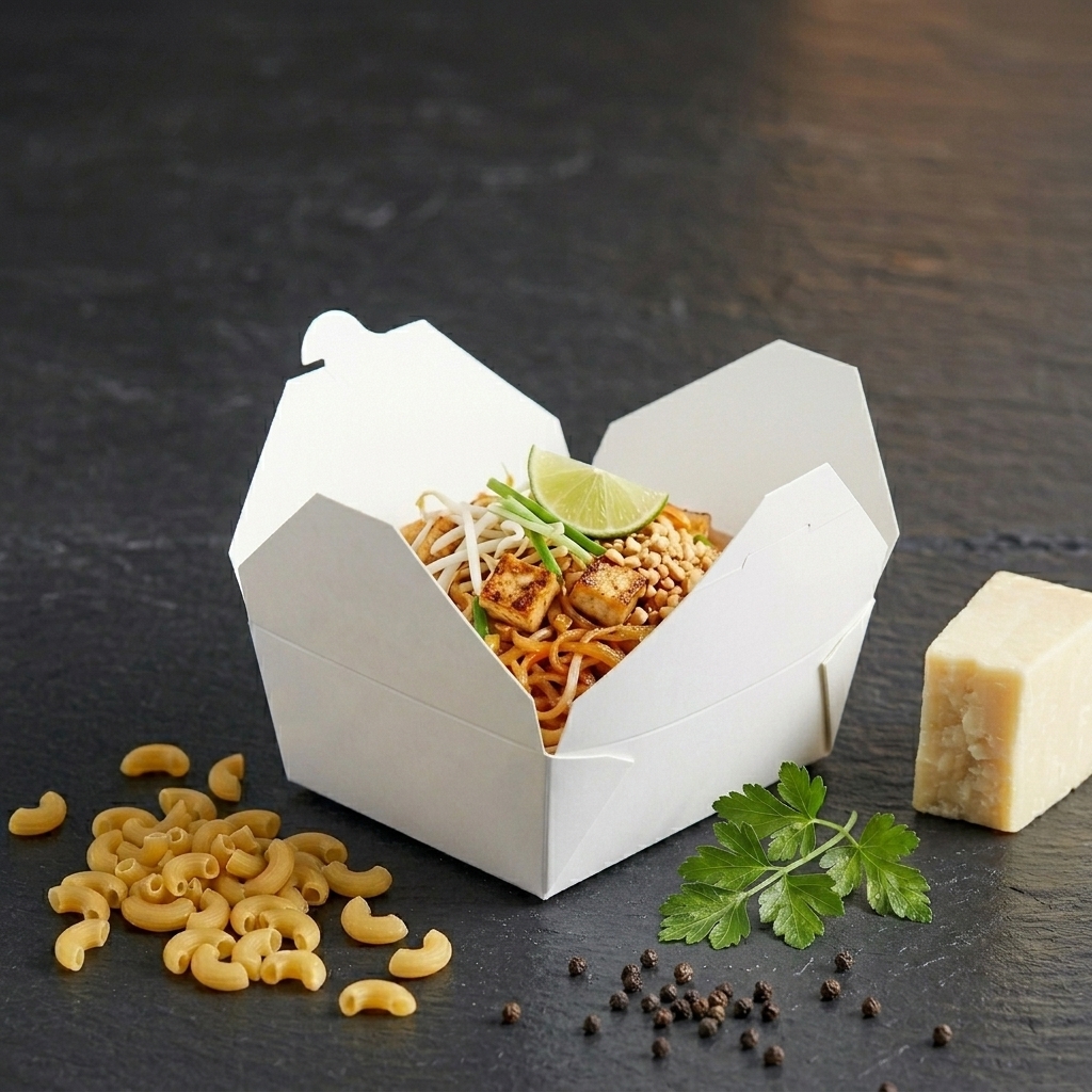 #8 White Folded Paper Take-Out Container