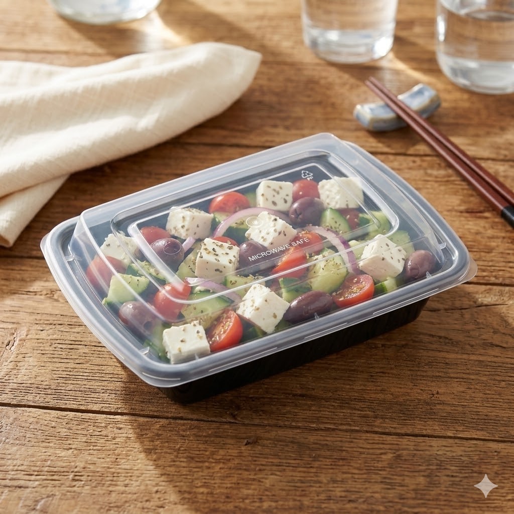 16oz Black Rectangle Containers