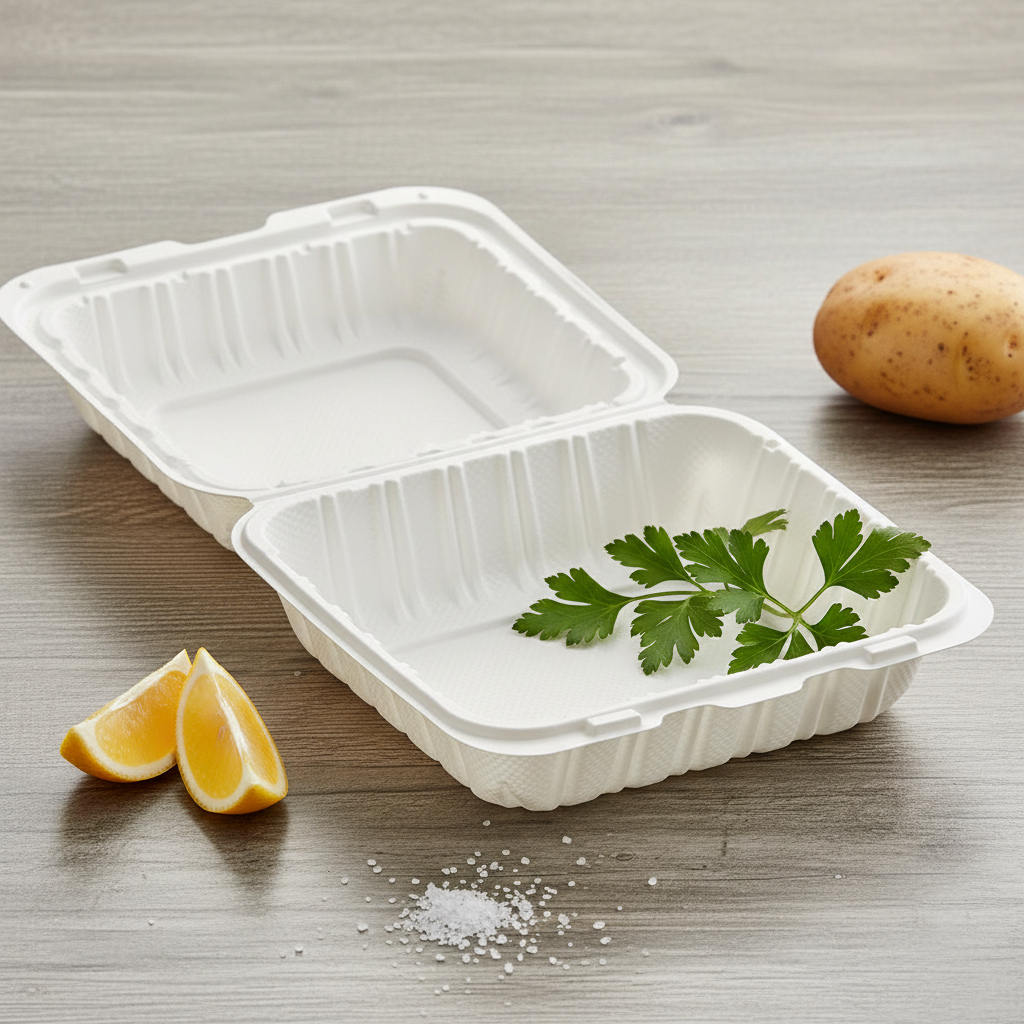 Mineral Filled Clamshell Hinged Container 8" x 8" 1 Compartment