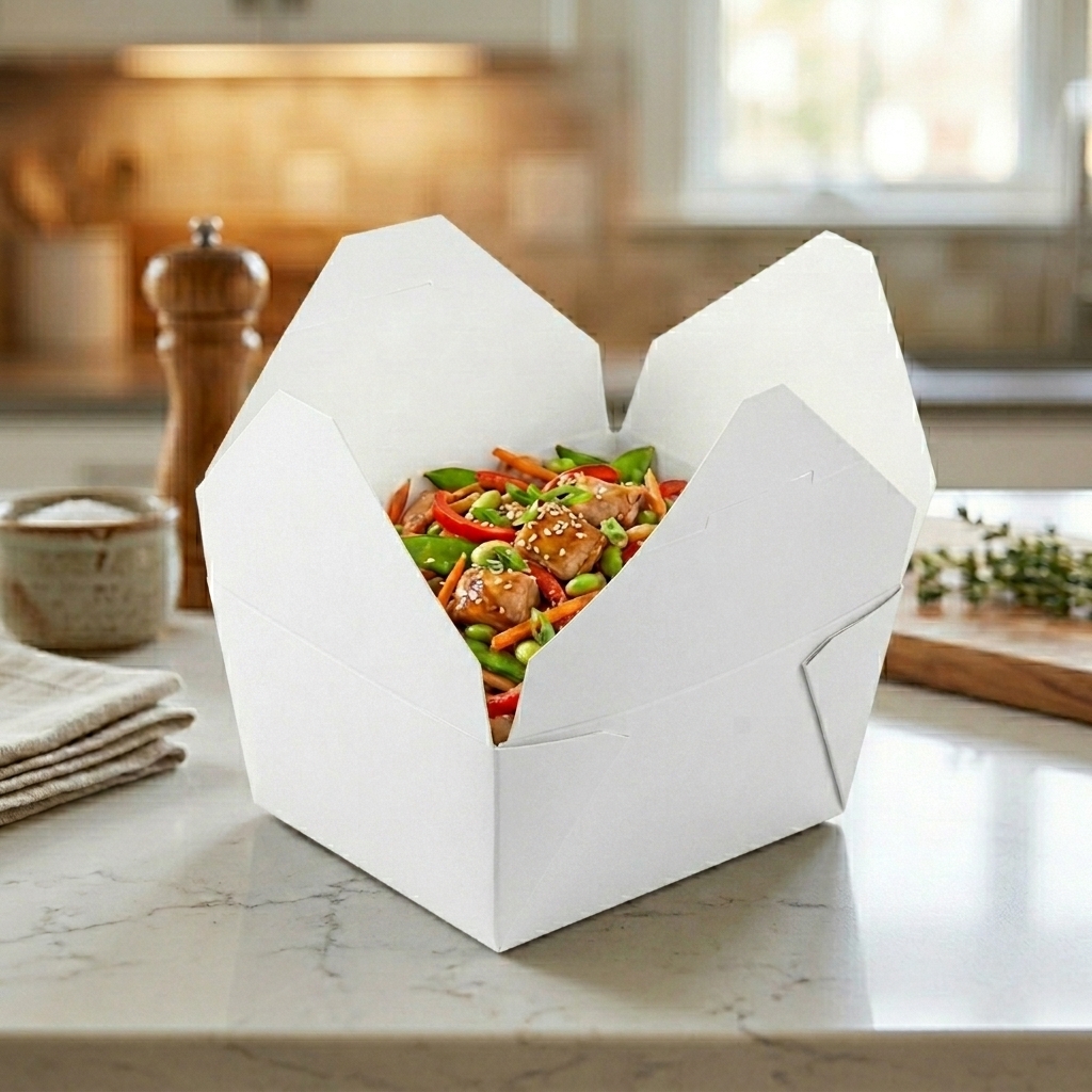 #1 White Folded Paper Take-Out Container