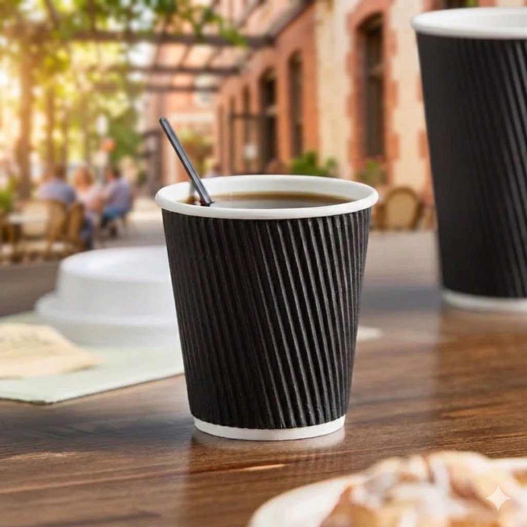 8oz Ripple Black Hot Cups