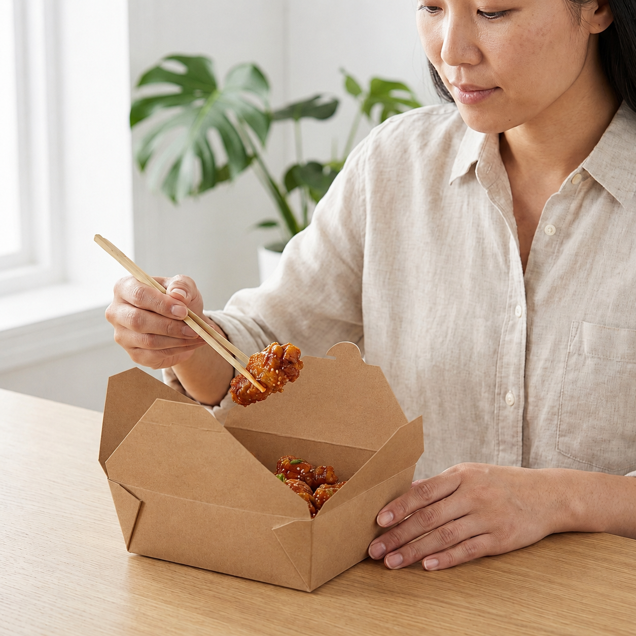 #3 Kraft Folded Paper Take-Out Container