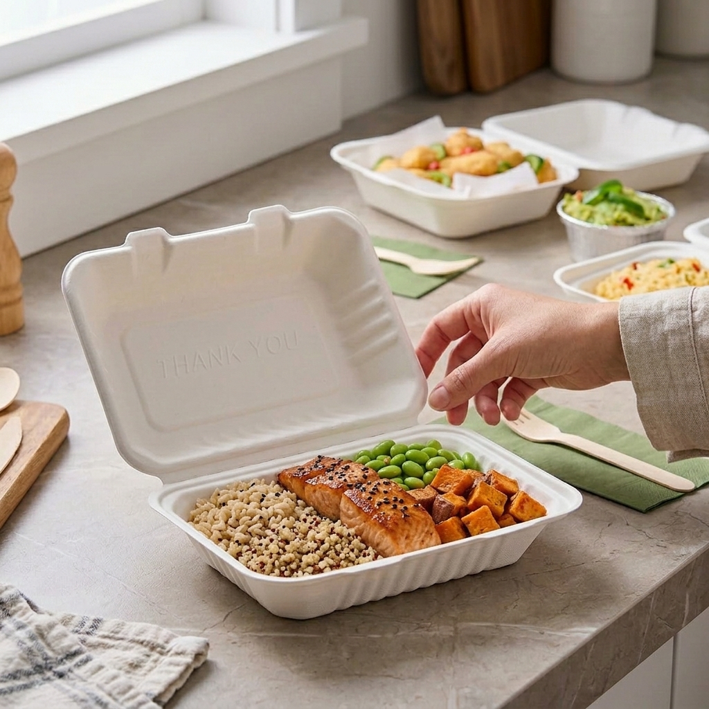PFAS-Free Bagasse Container 9" x 6" 1 Compartment