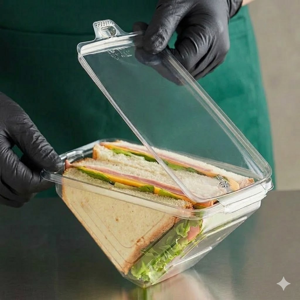 Sandwich Tamper Resistant Hinged Containers