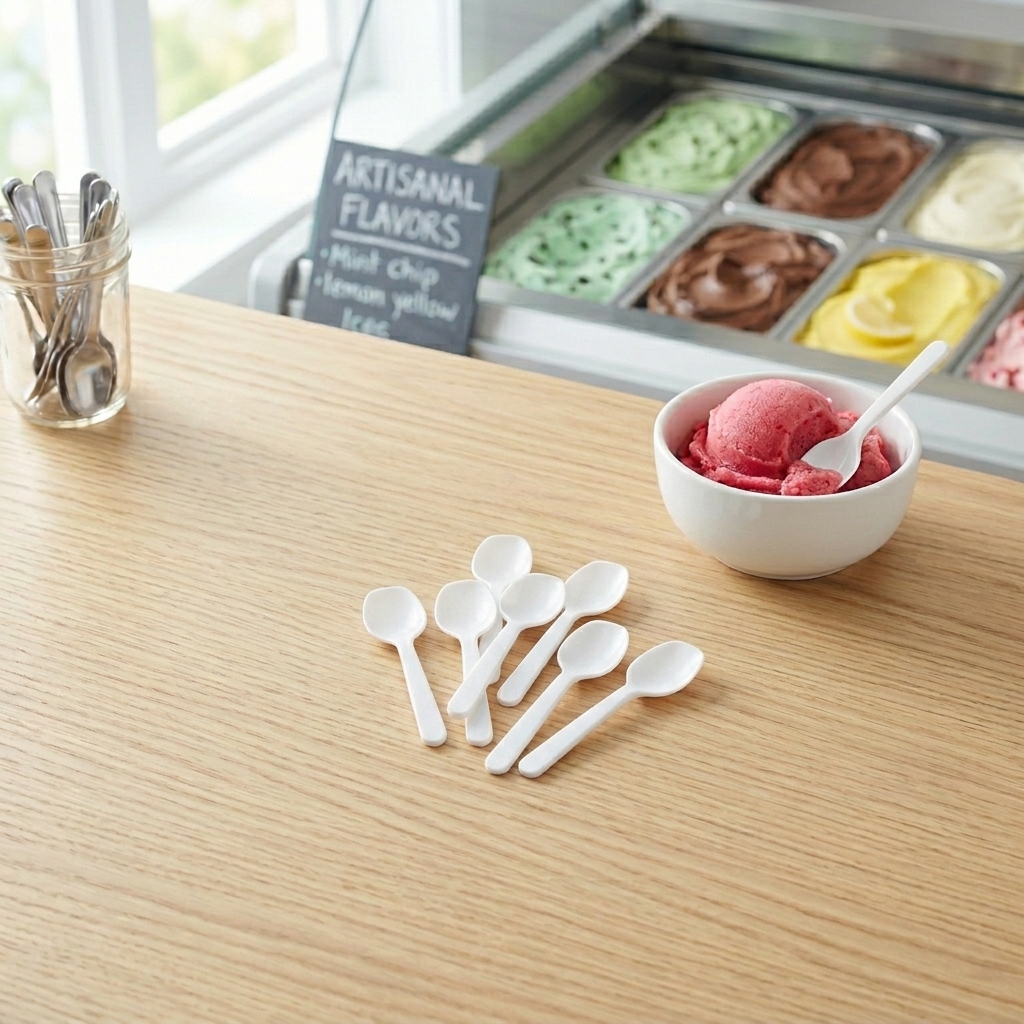 White Tasting Spoons