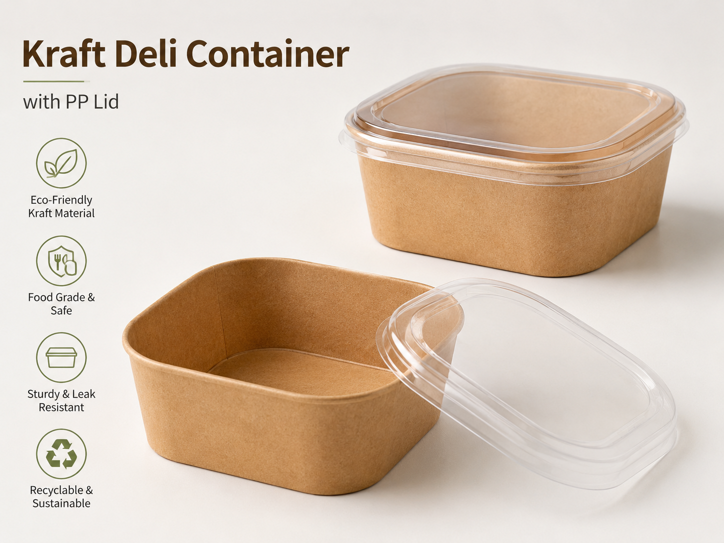 19oz Paper Deli Container Kraft Rectangular