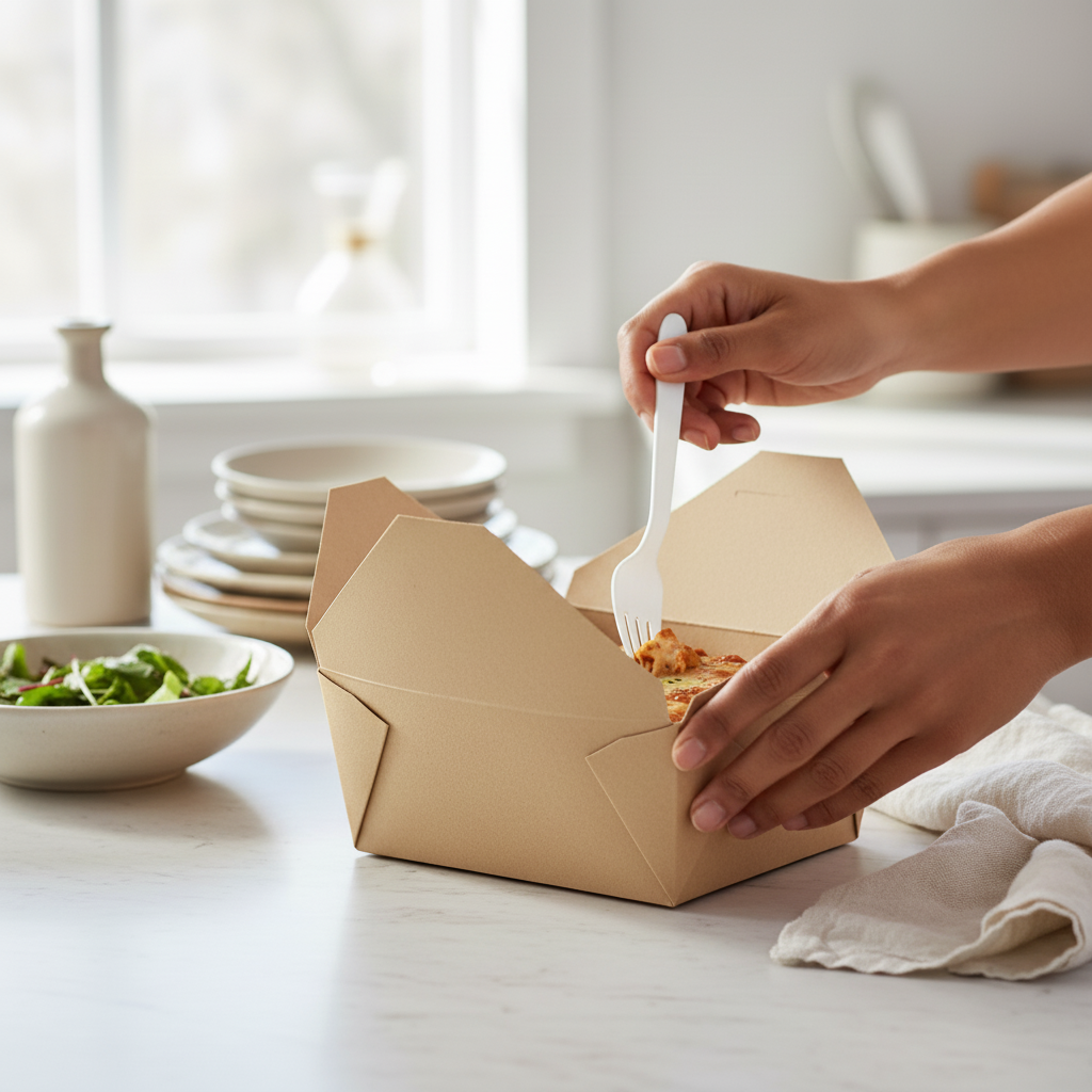 #4 Kraft Folded Paper Take-Out Container